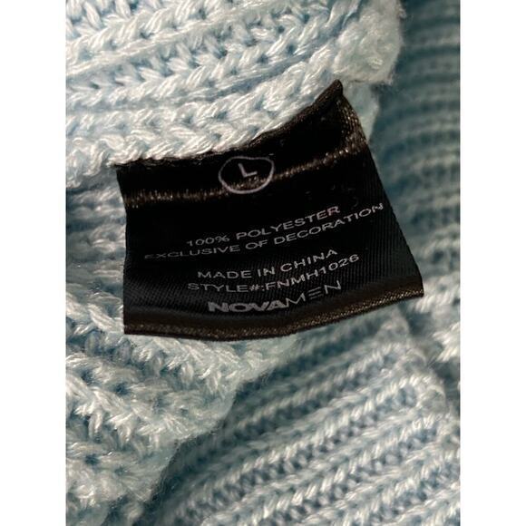 NOVAMEN Light Blue Turtleneck Sweater Polyester Cozy Knit Top Size Large - Picture 13 of 13